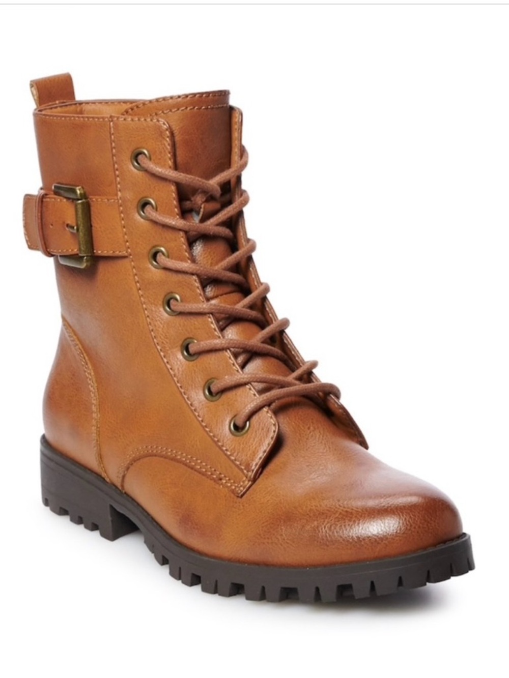 Kohl's Tan Lace-Up Leather Ankle Boots